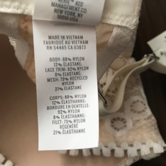 NWT Aerie Boho Real Power Plunge Push Up Joy Lace Trim Bra 34C Cream Flower - Picture 8 of 10